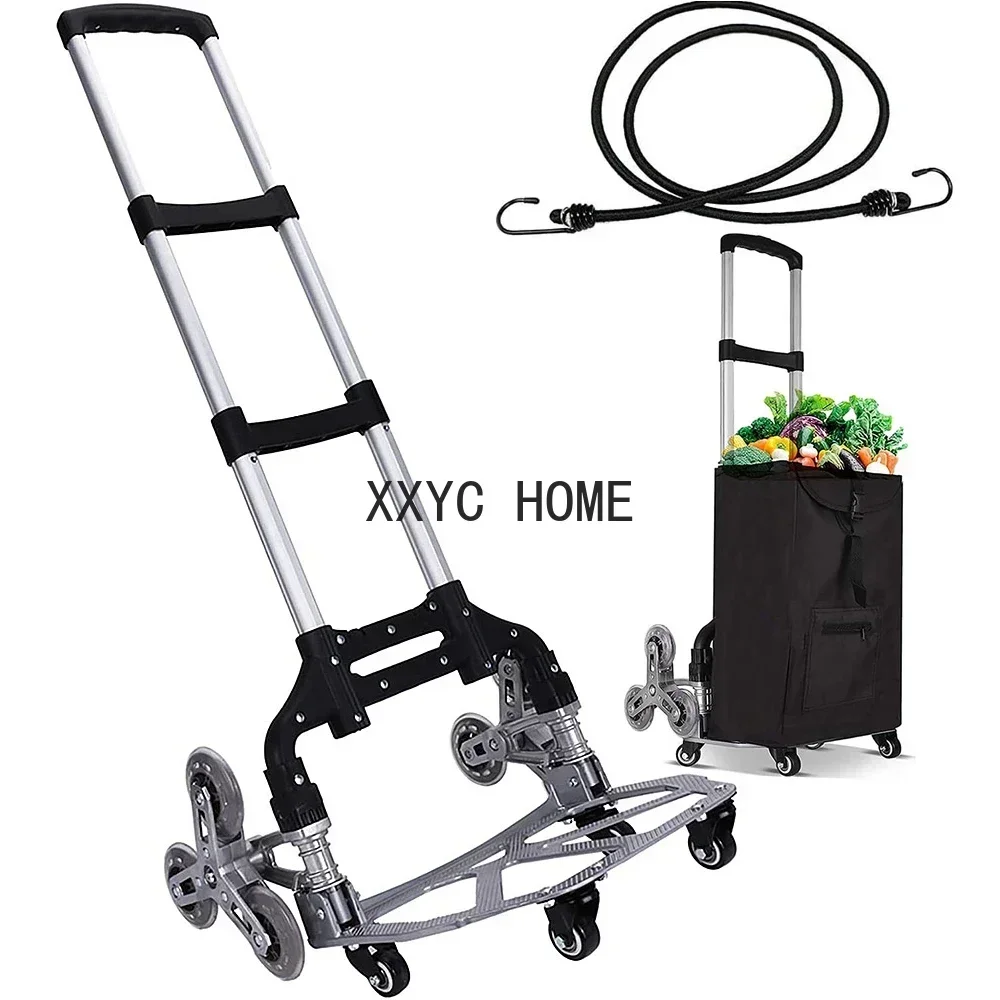 

New Portable Shopping Cart Folding Trolley Aluminum Stair Climbing Luggage Trolley Tool Cart
