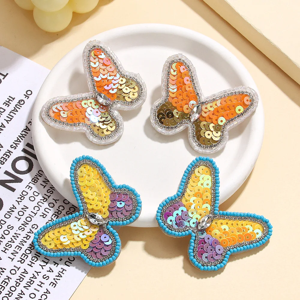 Anting Manik-manik Kain Payet Kupu-kupu Pola Kreativitas Tenun Tangan Bohemia Paduan Tren Wanita Anting Manik Beras Sederhana