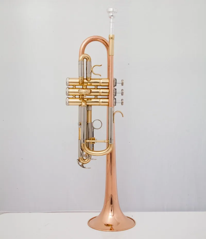 Hot Sell High Quality Brass Tube C tone Small Trumpet Adjustable Double Horn Gold Plated Surface Professional Music Instruments