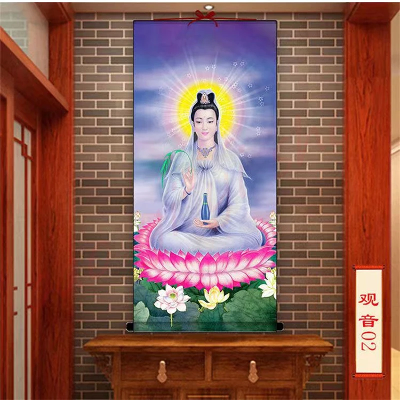 Sending Child Guanyin, Nanhai Guanyin Portrait, Home Decoration Hanging Painting, Auspicious Customization, Feng Shui