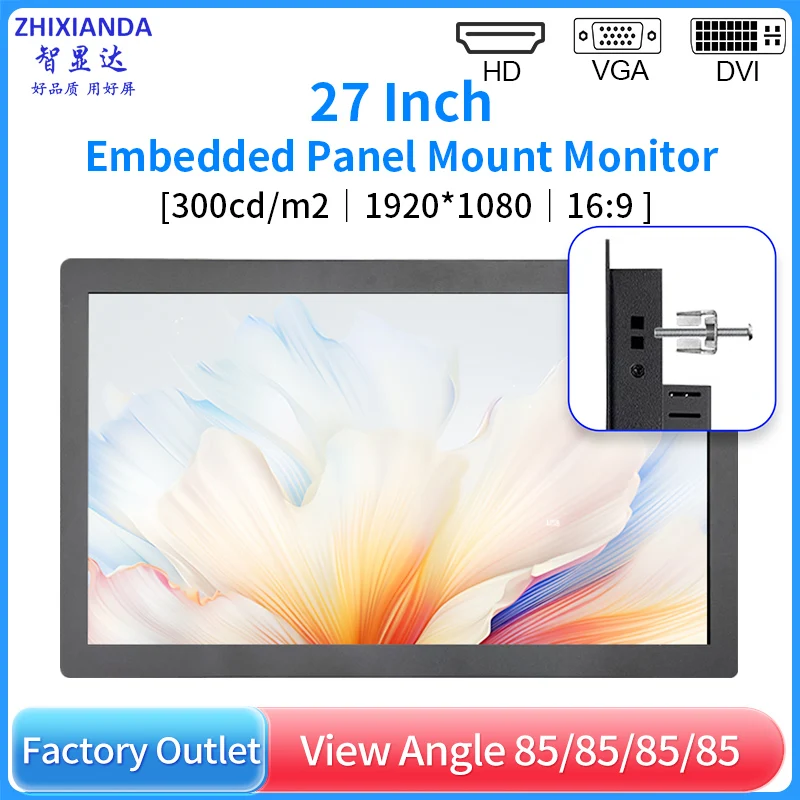 

Embedded 27 Inch 1920*1080 Capacitive Touch LCD Touch Screen Monitor Panel Mount with HDMI VGA DVI Interface for Cabinet Kiosk