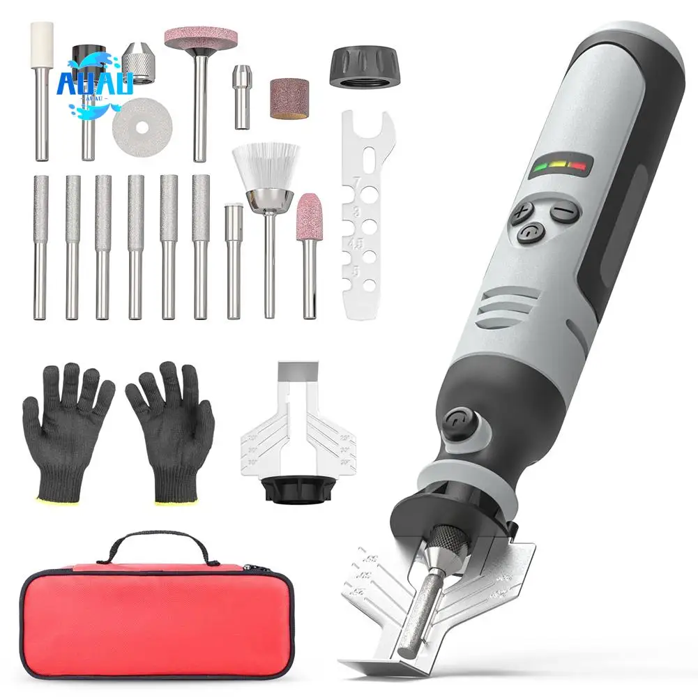

AUAU-Cordless Chainsaw Sharpener, Electric Handheld Chainsaw Sharpening Kit, High Speed Chainsaw Sharpening Tool