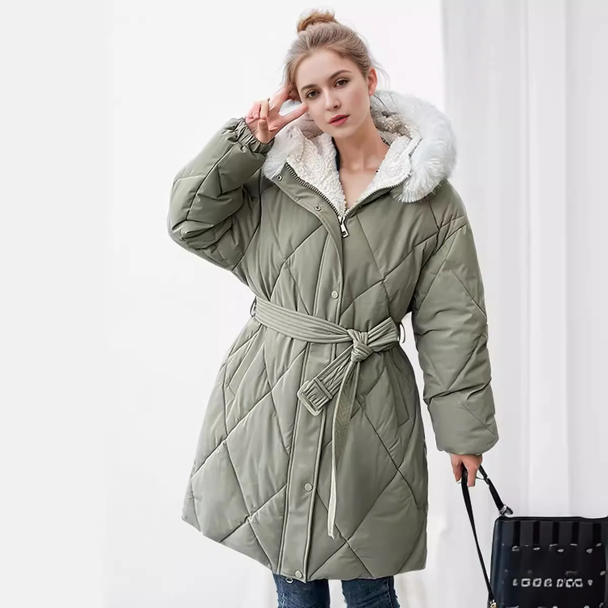 Women\'s Winter Jacket 2024 New Women Parka Long Hooded Parkas With Fur Collar Warm Snow Wear Padded Clothes Women\'s Winter Coat