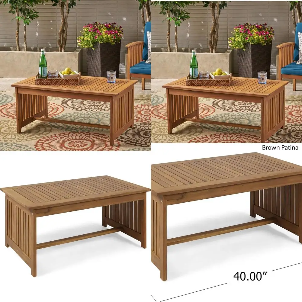 

Acacia Wood Brown Patina Outdoor Coffee Table by Grace
