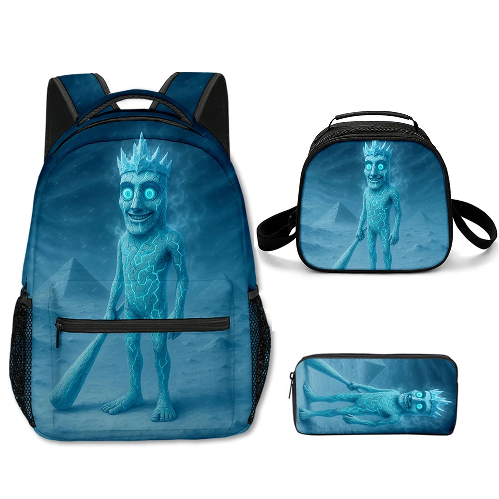 Popular Novelty tungtungtung 3D Printed 3pcs/Set student School Bags Travel Notebook Backpack Crossbody Lunch bag Pencil Case
