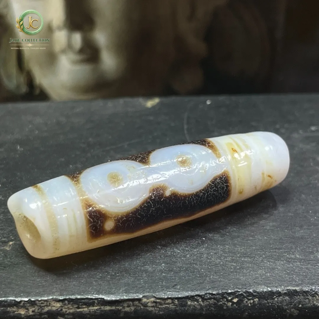 Tibetan Nepalese Himalayan Bead Ancient Agate Old Dzi Talisman 5 eye Bead Amulet