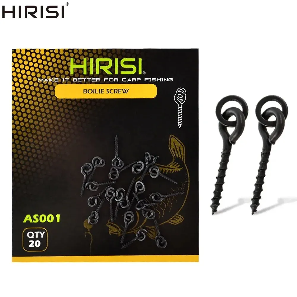 Hirisi 20 Piece Carp Fishing Boilie Screw with Solid Ring Bait Tool Chod Rigs Fishing Tackle AS001