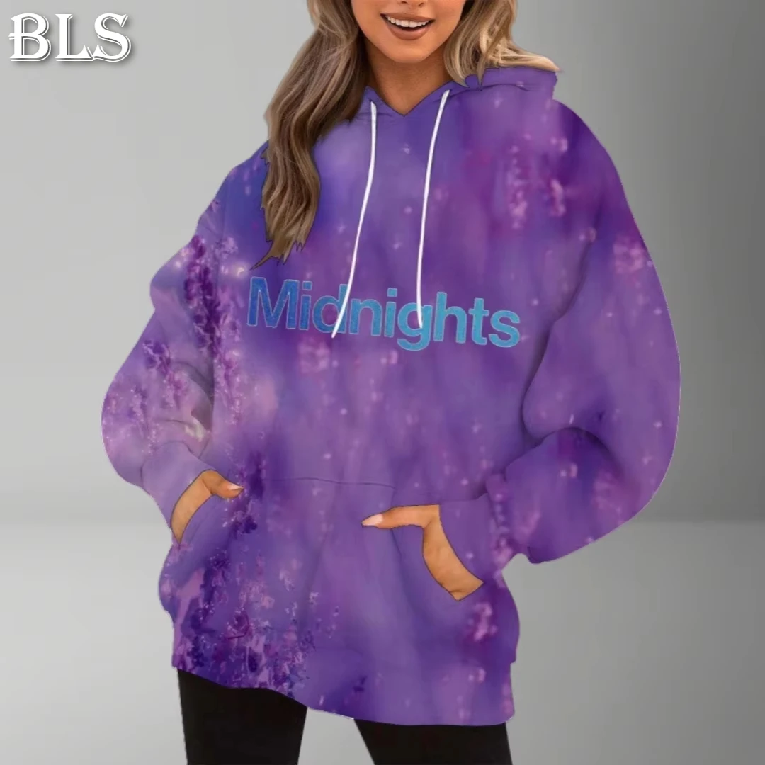 

Oversized Spring Korean Popular Women Loose Hoodies 2025 Midnights Letter Printing Purple Hoodies Women Loose Fit Female Tops