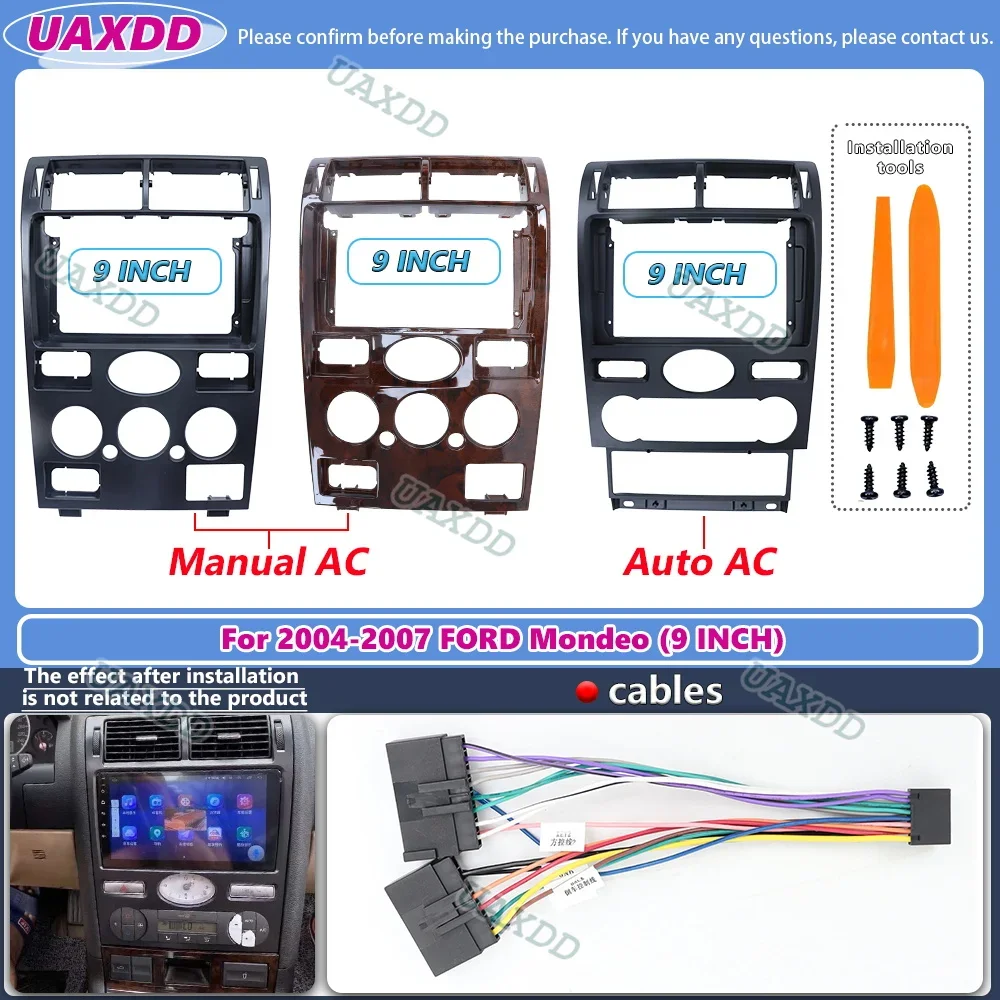 إطار السيارة كابل تسخير لفورد مونديو 2004-2007 أندرويد شاشة داش لوحة الإطار فآسيا 2 DIN 9 بوصة محول لاعب الوسائط المتعددة