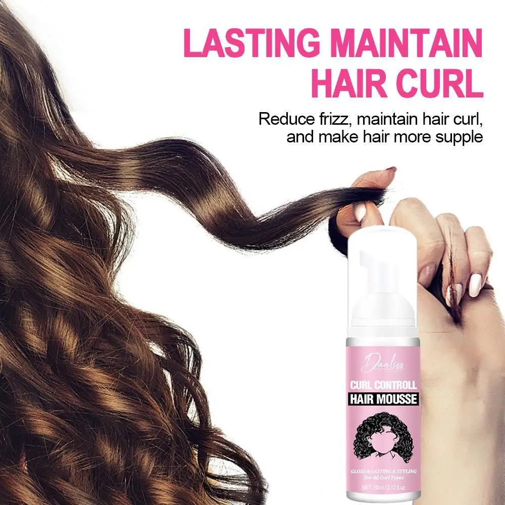 Mousse modeladora de cabelo encaracolado, creme modelador fofo, nutritivo, elastina, hidratante, mousse para cabelo, evita a secura de 60ml u8y4