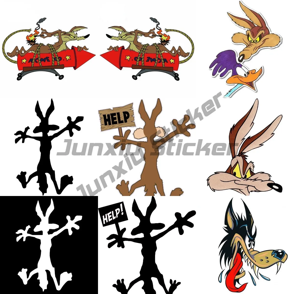 Wile E. Coyote Roadrunner Funny Sticker for Bicycle Van Laptop Motorcycle Wall Car Window Glass Off-road Decal Customizable