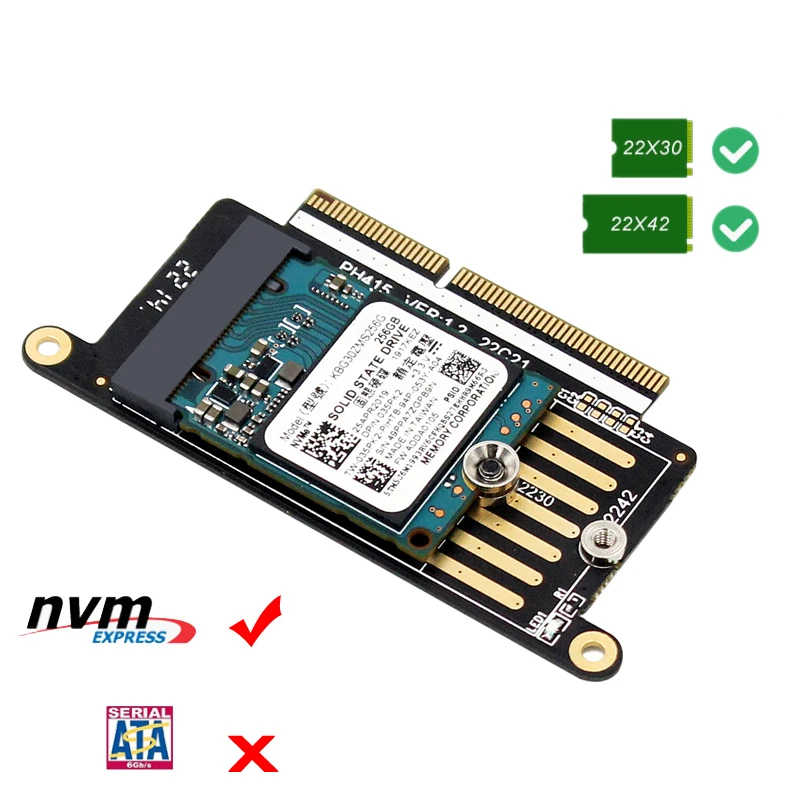 Adaptador de tarjeta SSD A1708, lector de tarjetas M Key NVMe M2, NGFF M.2 SSD Riser para Apple Macbook Pro Retina 13 "A1708 2016 2017