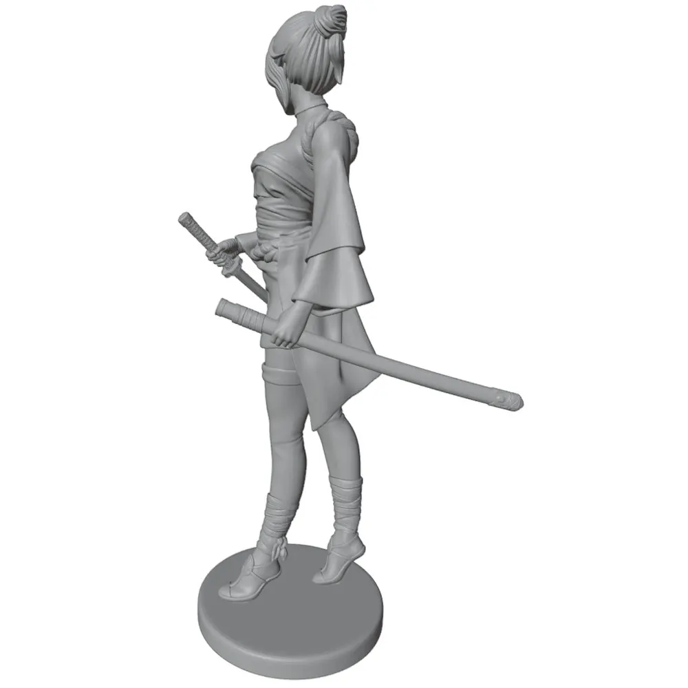 Figura miniatura 3D de guerrera gris DIY para gatos y perros