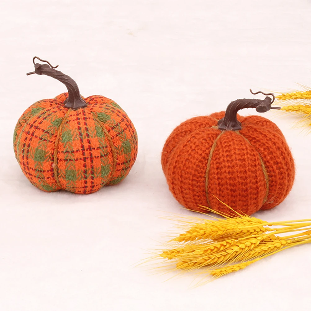 

Pumpkin Decor Artificial naments Fall Home Thanksgiving Supplies Tabletop Chemical Fiber Knitted Fabric Adorn Scene Layout Photo