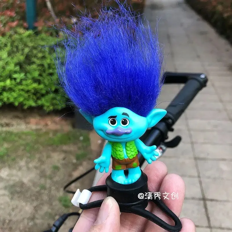 Comb Trolls Bicycle Handle Cute Decoration Blue-haired Elf Ornament Cute Cartoon Car Head Personalized Creative Doll Gift