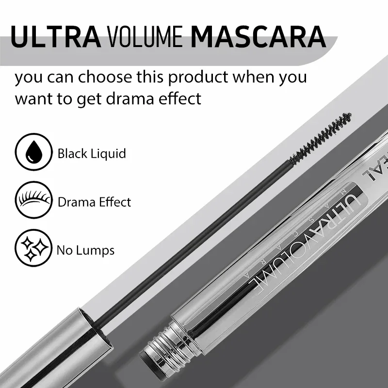 Mascara imperméable longue durée, Micro brosse à graver de 2mm, recourbé, allonge le volume, anti-taches, sans grappes