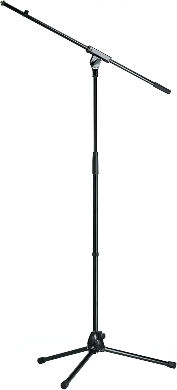 

Professional Steel Microphone Stand with Fixed Boom Arm, Heavy-Duty Tripod Base, Adjustable Height for Musicians and Karaoke