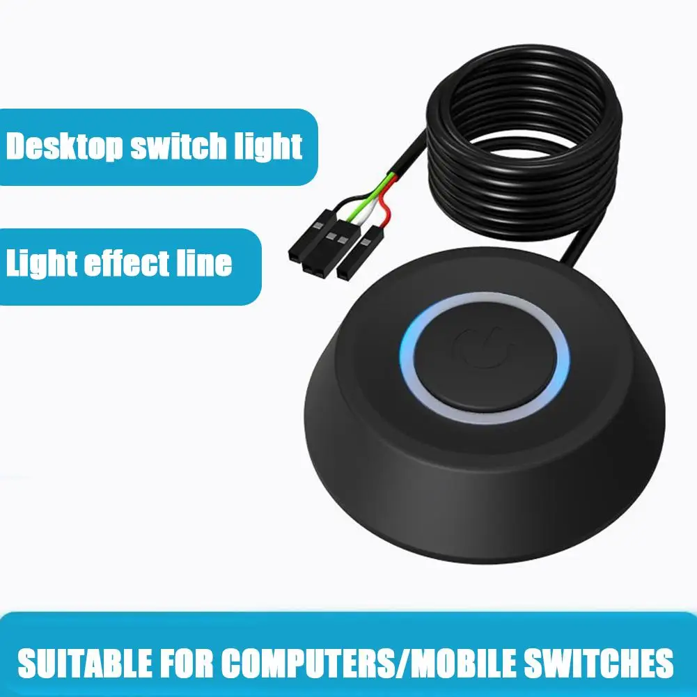 BUDI Computer Desktop Switch PC Motherboard External Start LED Light Power ON/OFF Button 1.8M Extension Cable For Home Office