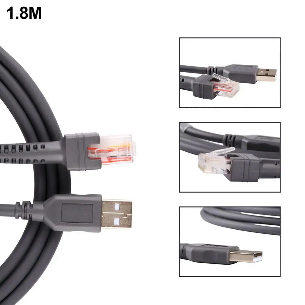 1,8 m Hochgeschwindigkeits-USB 2,0 ein Stecker auf RJ45-Kabel für Symbol-Barcode-Scanner ls2208 Netzwerk kabel Ethernet-Konverter-Transverter-Stecker