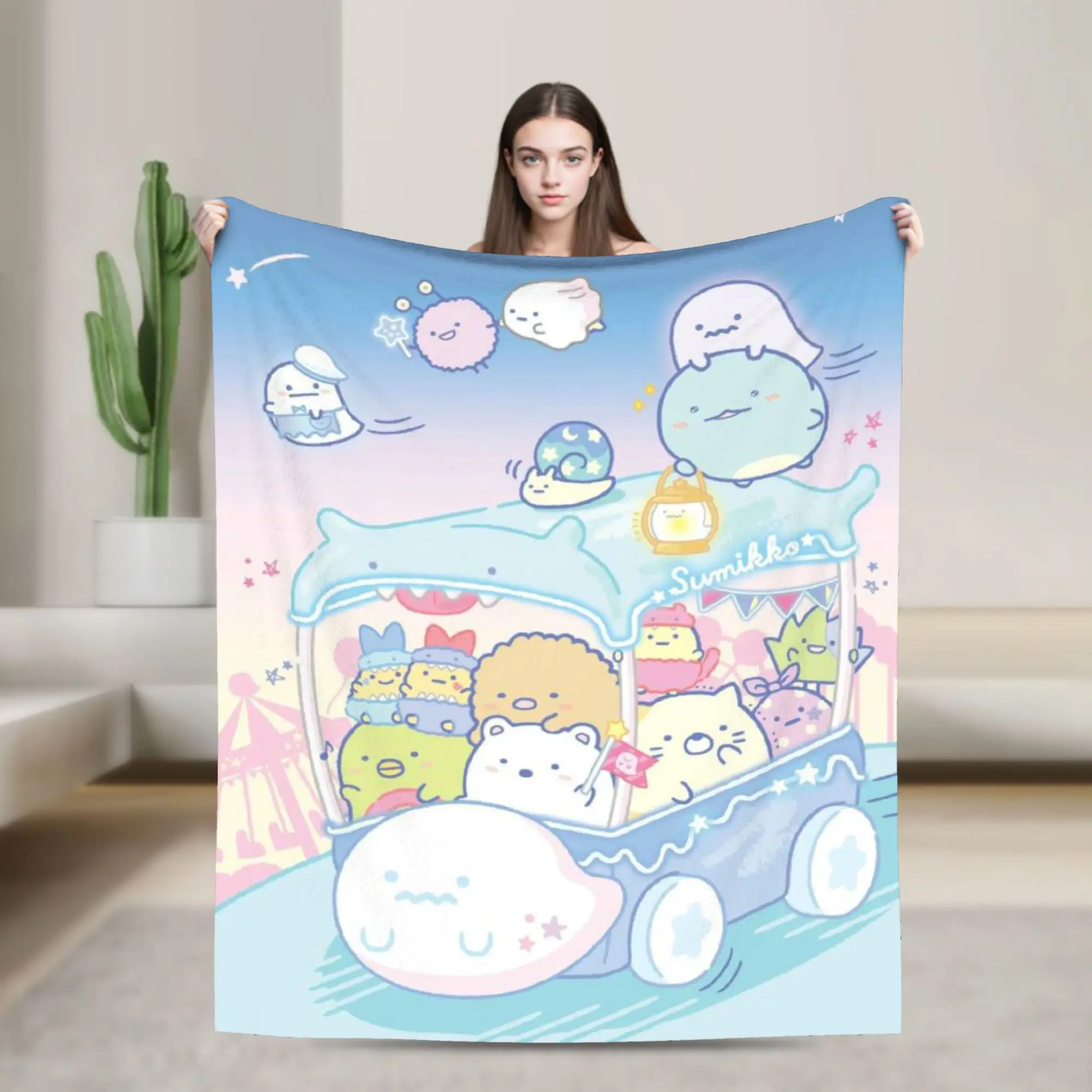 

Sumikko Gurashi Kawaii White Bear Accessories Blanket Lightweight Thin Fleece Throw Blankets Comfortable Bedspreads