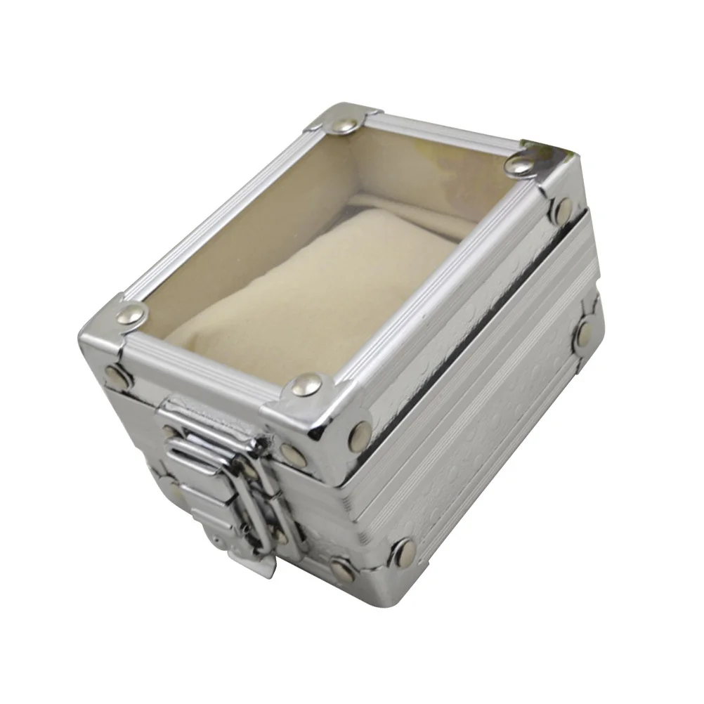 Transparent Lid Watch Storage Box Luxury Metal Display Case Removable Pillow Jewelry Organizer Suitable for Personal Business