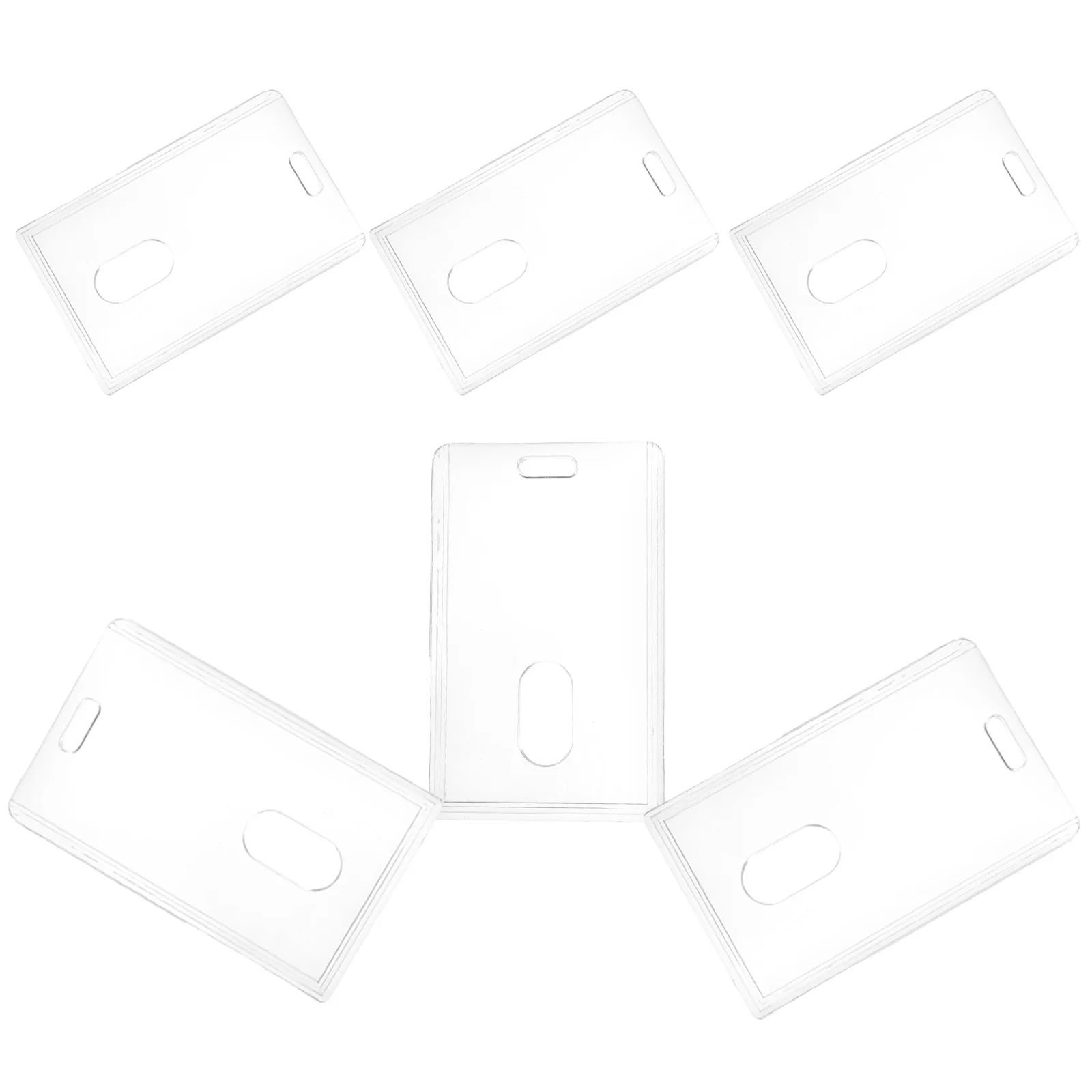 6Pcs Id Badge Holder Clear Card Sleeves for Name Cards Credit Cards Protective Transparent Vertical Badge Sleeve Lanyard