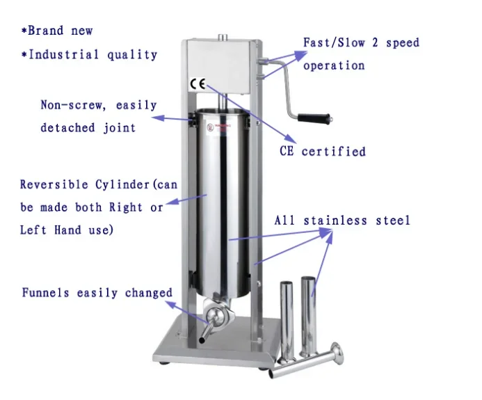 Commercial automatic/manual sausage stuffer filling and making sausage machine with stainless steel for making hot dogs