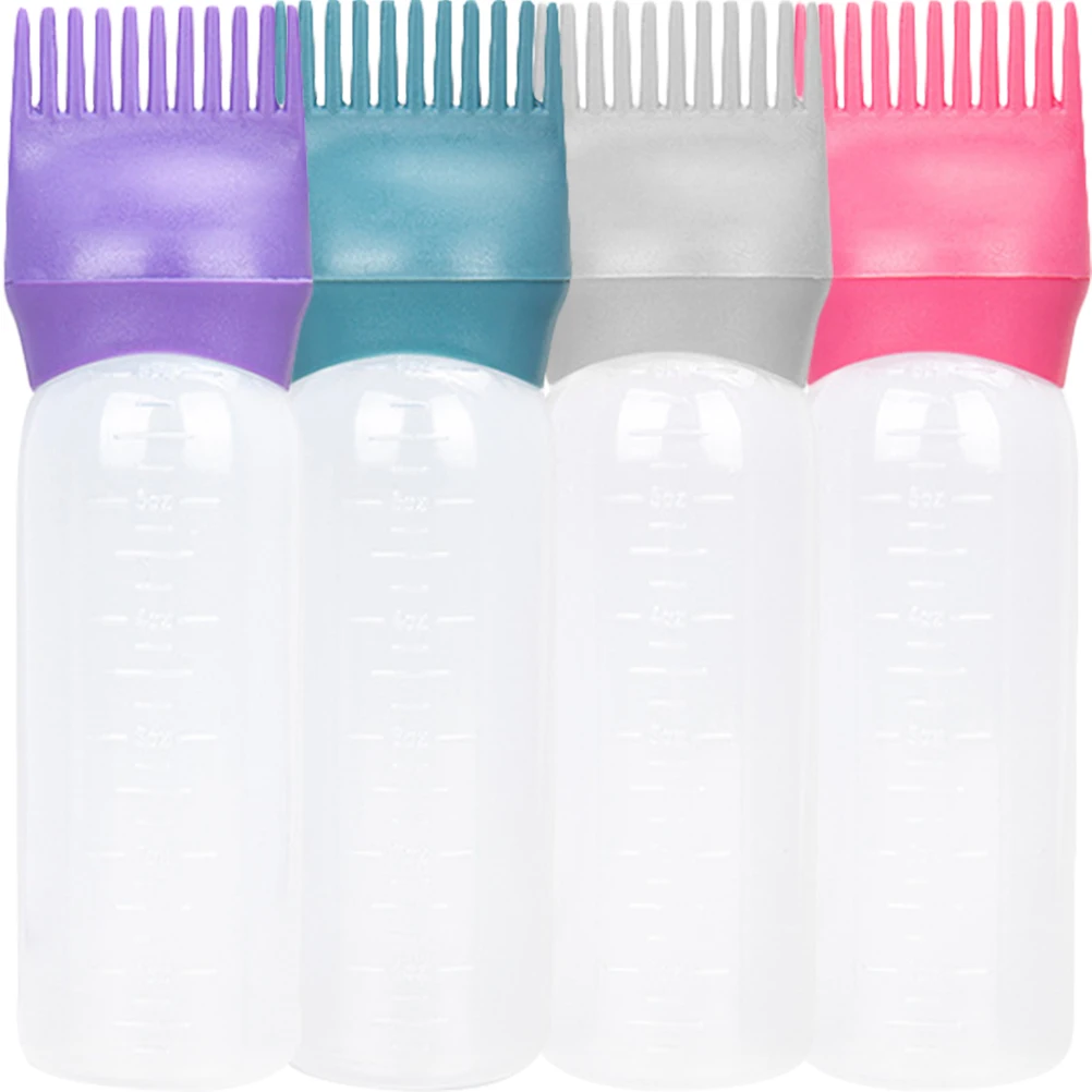 4Pcs Hair Dye Bottle Root Comb Applicator Durable Practical Small Size Lightweight Convenient Carry Store Even Color