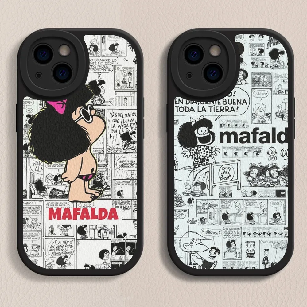 

Cartoon Mafalda Phone Case Hard Leather For iPhone 16 15 14 13 12 Mini 11 14 Pro Max Xs X Xr 7 8 Plus Fundas