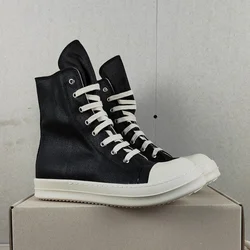 R-o Ankle Boot Men High Top Shoe Black Canvas Women Sneaker Casual Shoes Waxed Canvas Sneakers Zipper Lace Up Boots