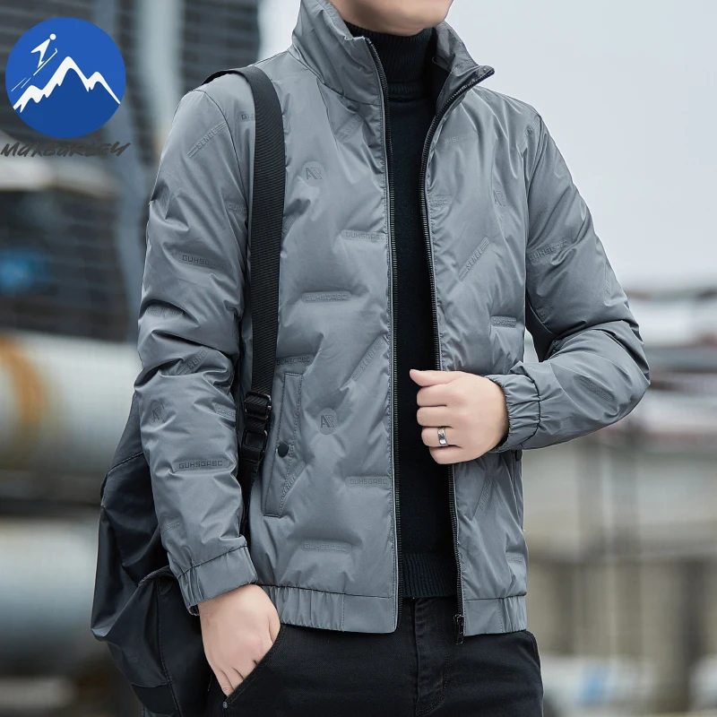 

Maxbarley Роскошный мужской пуховик с буквенным дизайном, уличная дорожная морозостойкая парка, классическая городская теплая куртка-пуховик с воротником-стойкой