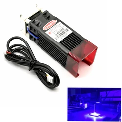 Luces láser de grabado, módulo azul PWM 445nm, 5W, 5000mW, para cortar, marcar, pelar, cable DC12V