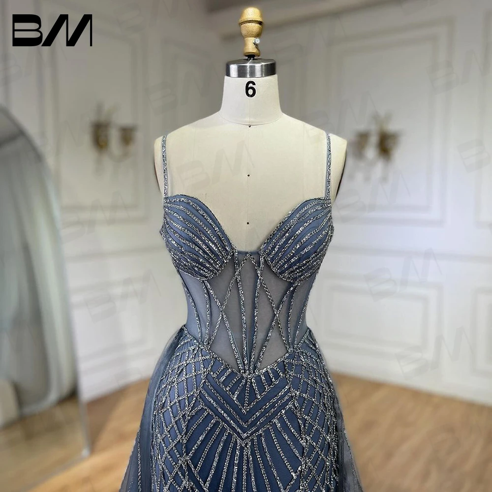 Elegant Blue Women Party Gown Sexy Rhinestones Prom Dresses Maxi Evening Gown