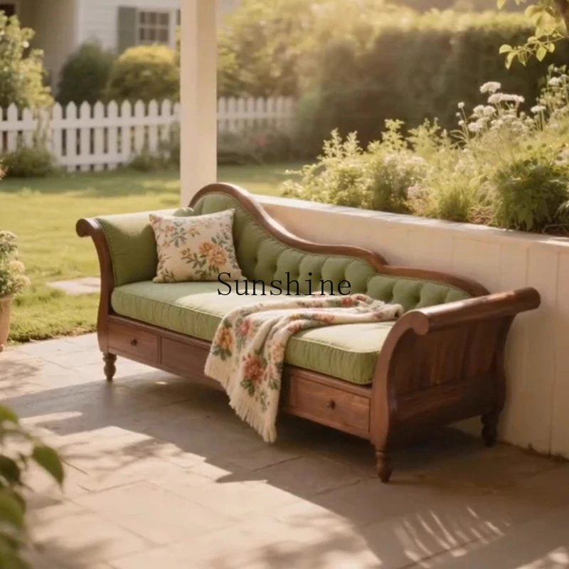 

New Chinese-style concubine balcony beauty couch solid wood leisure lounge chair