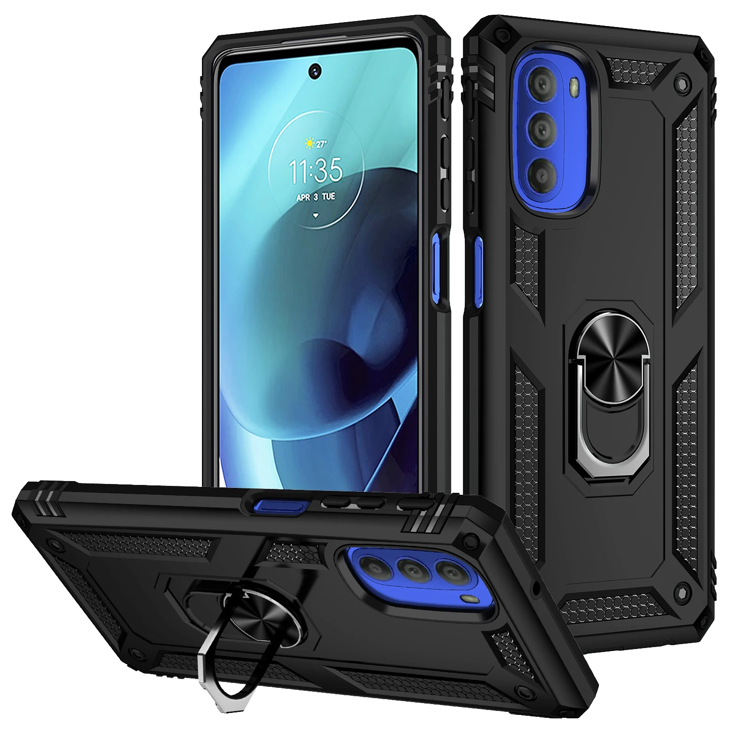 for Moto G 51 Cover Case for Motorola Moto G51 5G Shockproof Armor Rugged Military Protective Ring Holder Magnet Phone Case