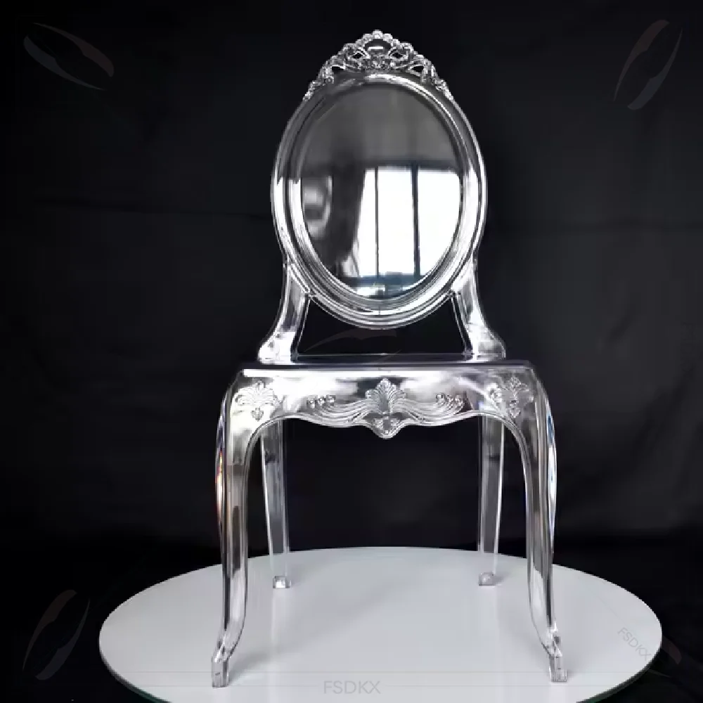 

Stackable Ghost Chair Transparent Crystal Clear Resin Polycarbonate Wedding Chair for Hotel Event Party Rental