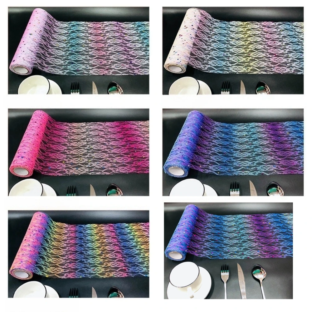 Rainbow Table Runner Tulle Roll Gradient Table Runner Can Be Used For Wedding Decoration And Various Party Diy