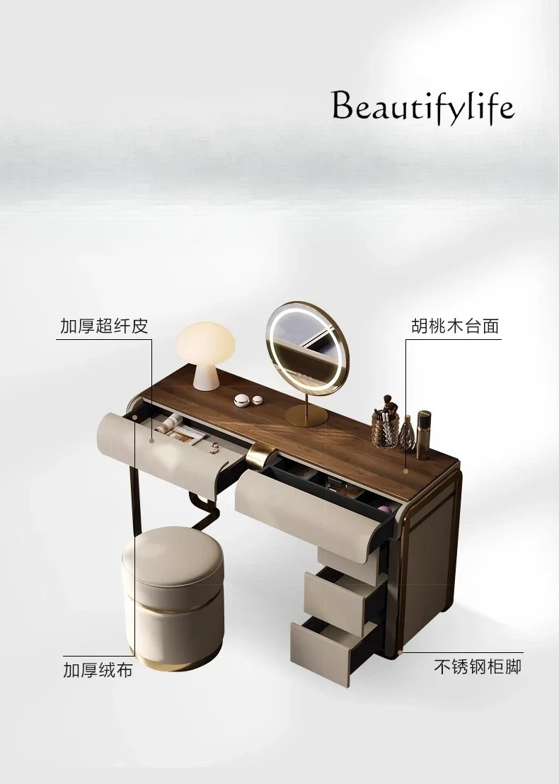 

Light luxury makeup table small apartment walnut marble fashionable modern designer high-end simple new model