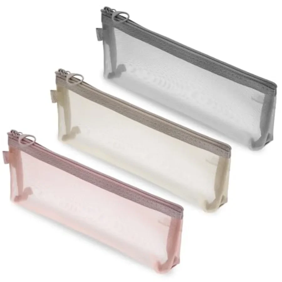 

3PCS Small Makeup Pouch Mesh Makeup Brush Bag Portable Travel Cosmetic Bag with Clear Mesh Design for Organization at Home or O