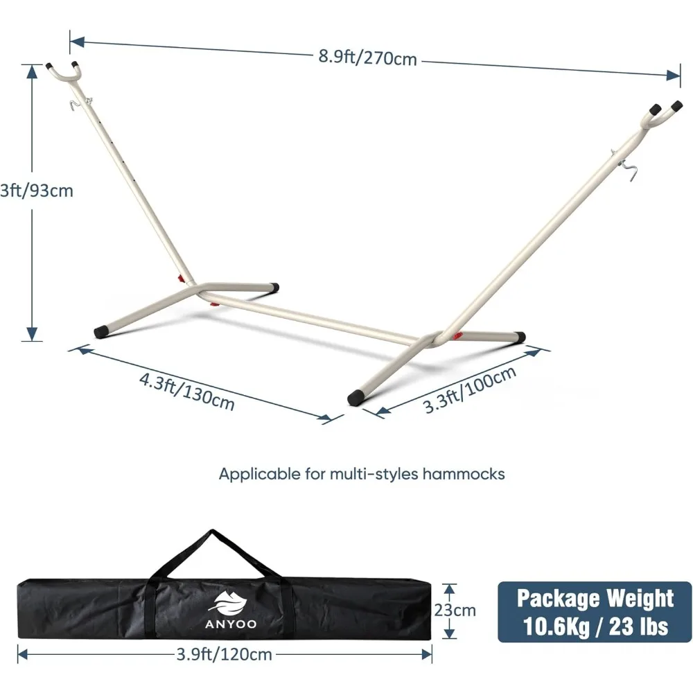 Soporte de hamaca portátil de acero resistente, bolsa de transporte de montaje estándar, marco de hamaca resistente, Universal, multiuso, capacidad de 550LB