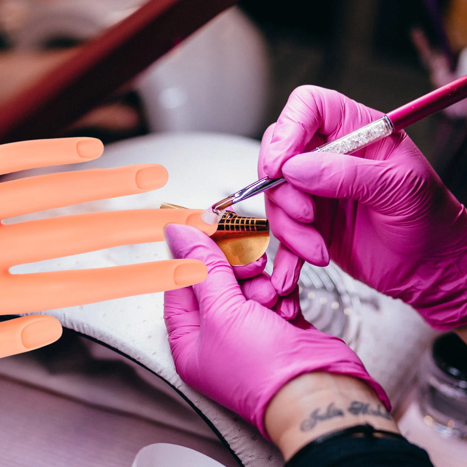 قابلة لإعادة الاستخدام ممارسة الأظافر مانيكير التدريب خفيفة الوزن المنقولة وهمية اليد لتدريب مانيكير لتقوم بها بنفسك أداة اليد كاذبة #5