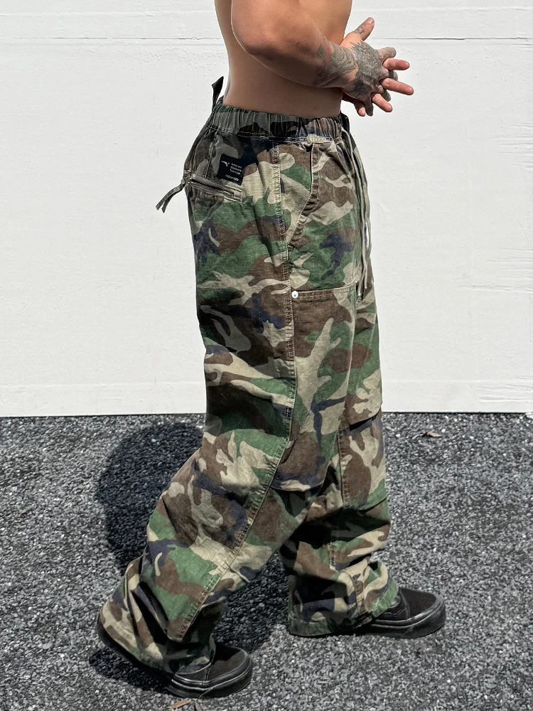 

American High Street Retro Camouflage Work Pants Men's Loose Paratrooper Trousers with Big kets Casual Cotton Pants