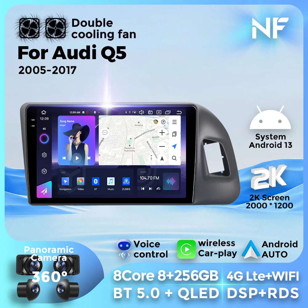 

Android 13 For Audi Q5 2005 2006 2007 - 2017 Navigation GPS Car Radio Multimedia Video Player autoradio Carplay Head Unit No DVD