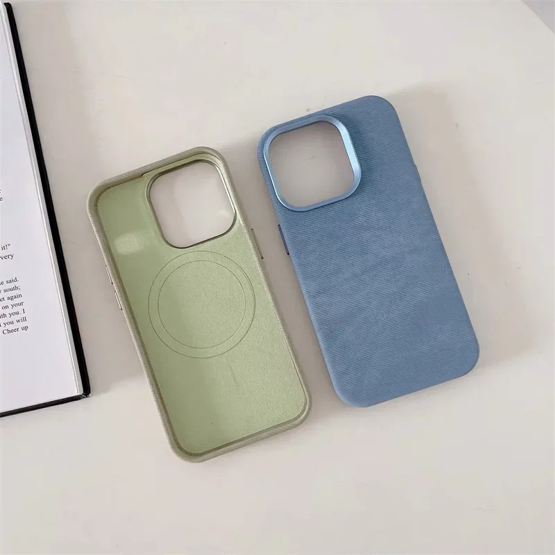 Flannel For Magsafe Phone Case for iPhone 16 Pro Max 15 15Pro 17 Matte Wireless Charging Back Cover Microfiber Protective Shell