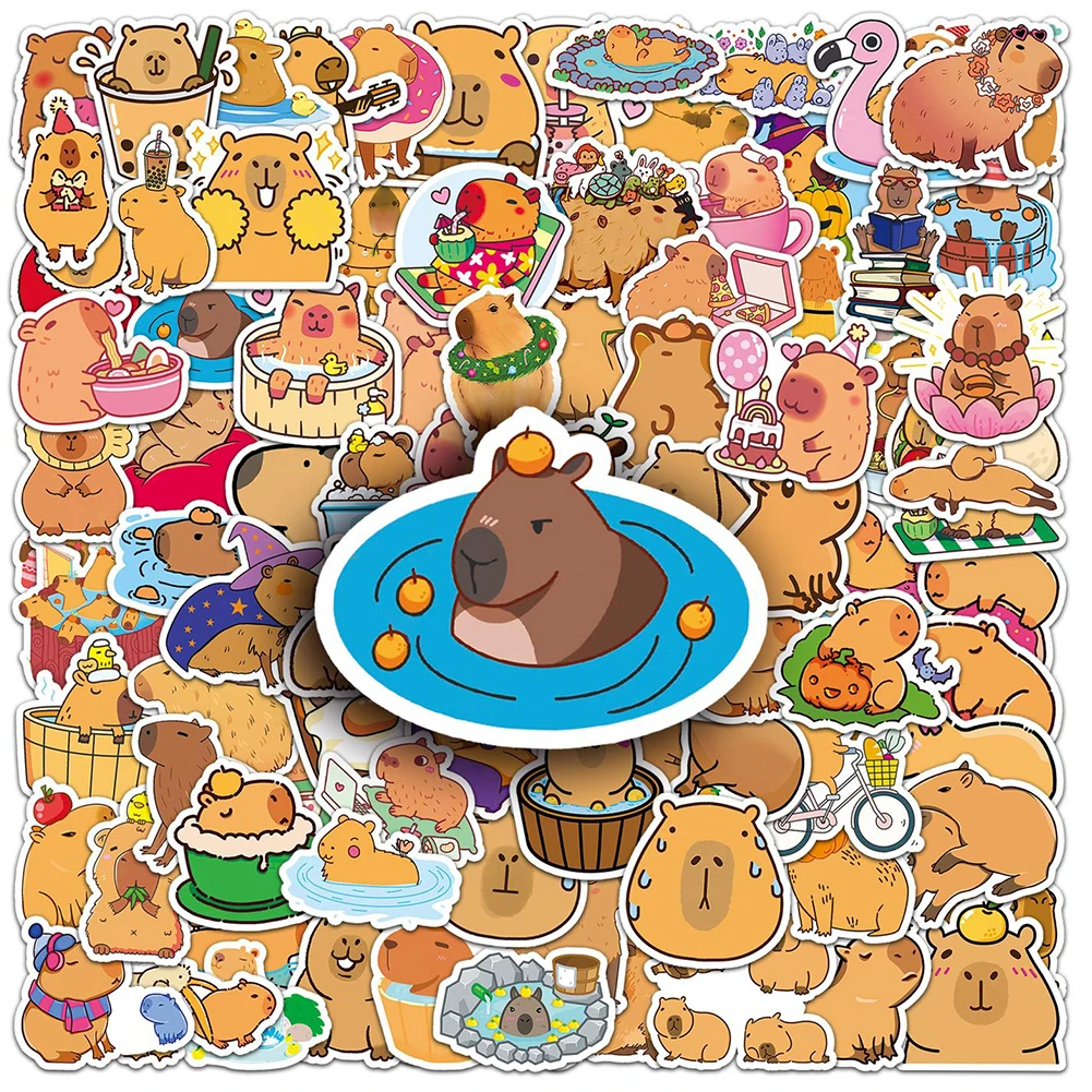 

Waterproof Capybara Stickers 50/100Pcs Adorable Cartoon Animal Decals High-Quality Vinyl Easy Application & Removal Ideal for Sk