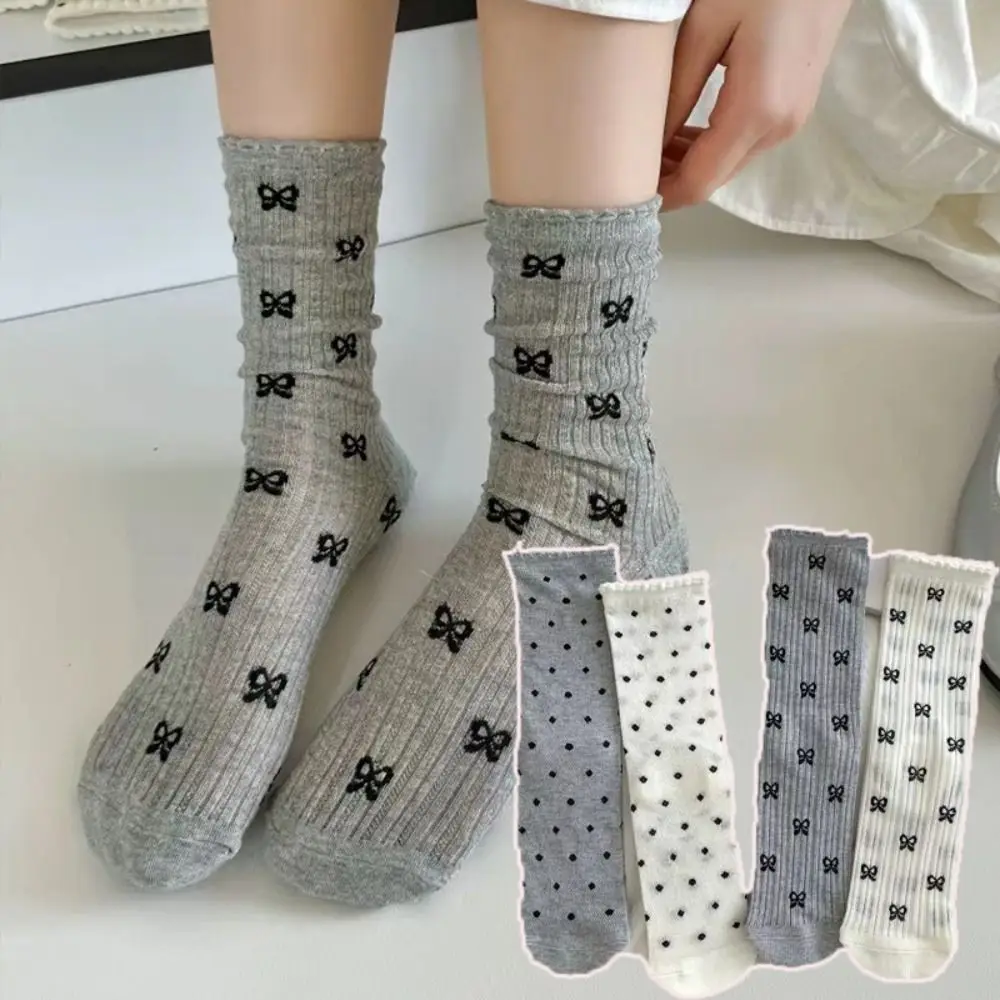 New Breathable Bowknot Socks Y2K Thin Long Socks Sweet Spring Summer Sweet Stockings