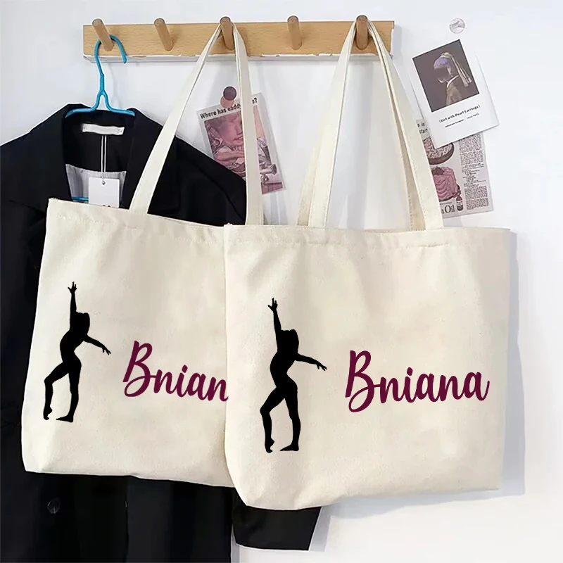 Borsa tote con nome personalizzato Borsa da ballerino su palo personalizzata Borse a tracolla da viaggio di grande capacità Borsa per la spesa