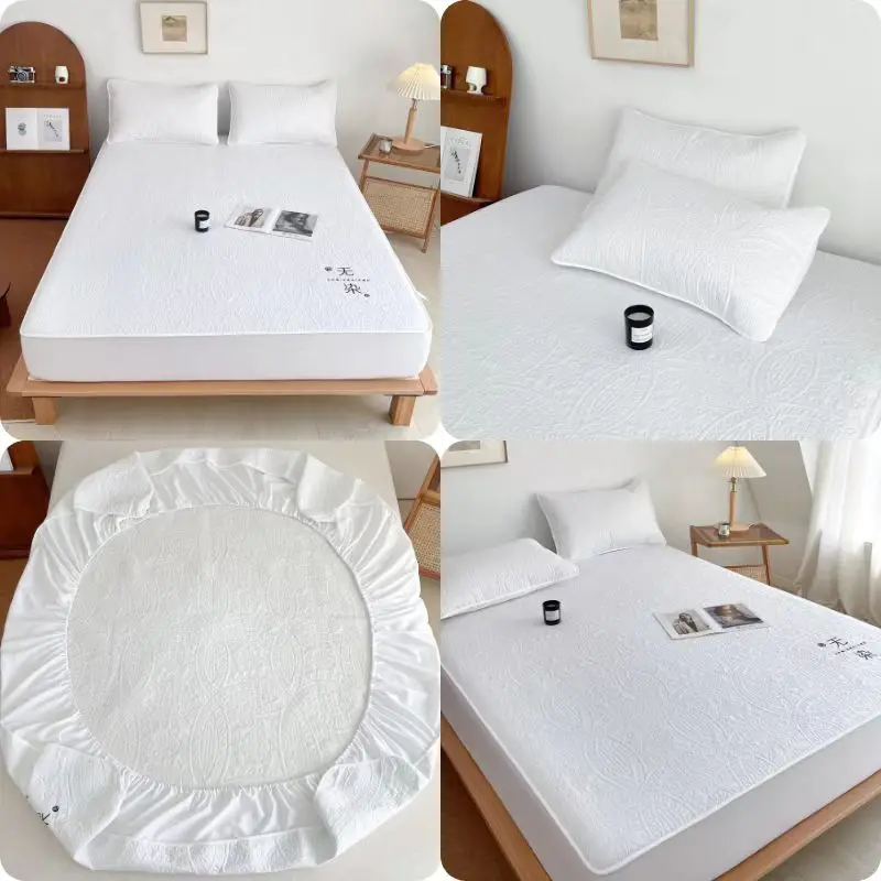 

Waterproof Mattress Protector Queen Size Mattress Cover Fitted Sheet with Stretchable Pockets Soft 3D Air Mattress Pad Cover