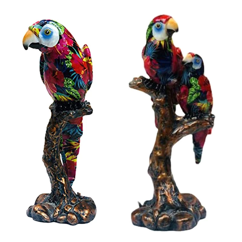 European Style Resin Parrot Statue For Tabletop Ornament Accessory Gift Supplies For Home Office Landscape Decor