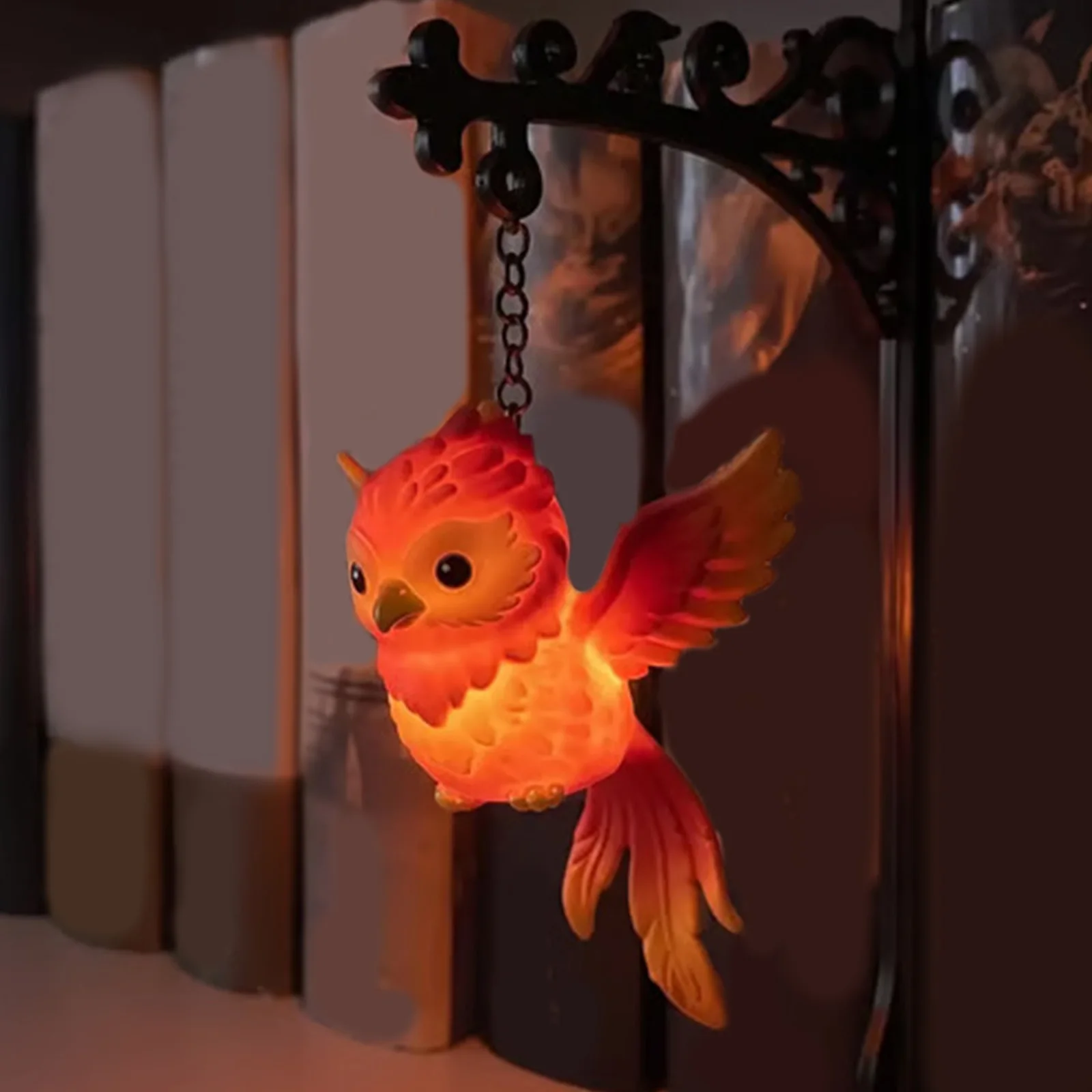 Iron Art Hanging Owl Bookshelf Decorative Light Bookend Reading Corner Home Library Bedroom Study Decor
